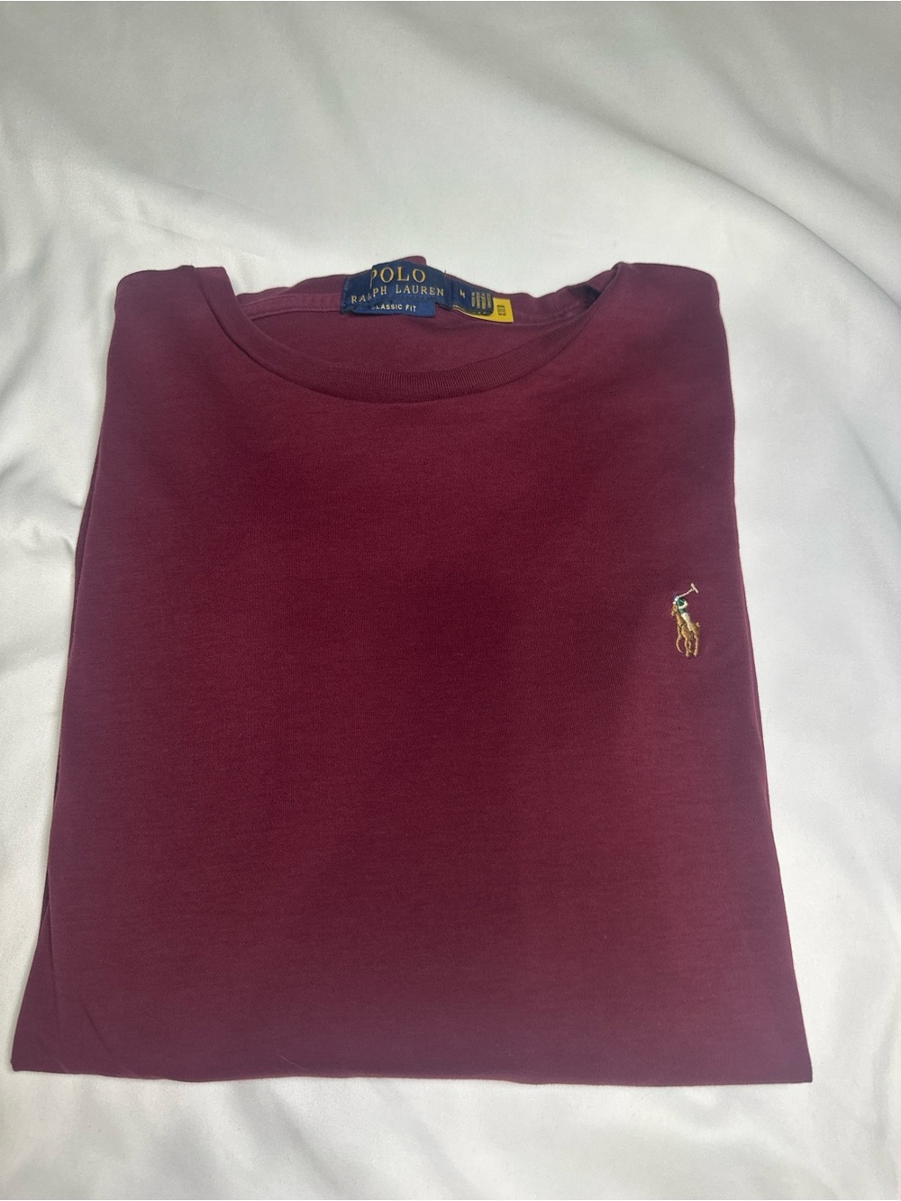 Polo Ralph Lauren Burgundy Crewneck Tee with Embroidered Pony MEDIUM